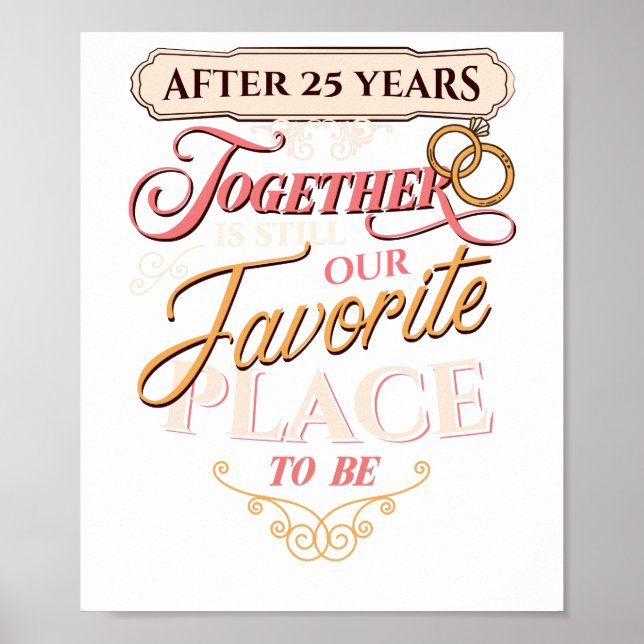 Poster 25e anniversaire du Mariage après 25 ans ensemble (Devant)