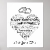25e anniversaire du Mariage personnalisé Word Art