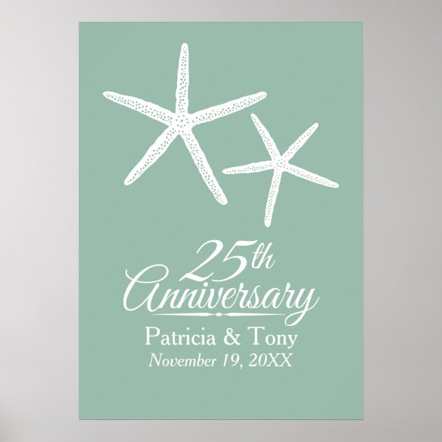 Poster 25e anniversaire du Mariage Starfish Personnalisé (Devant)