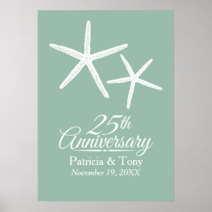 Poster 25th Wedding Anniversary Starfish Personalized