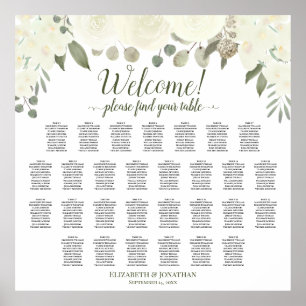 Poster 29 Table Ivoire Roses Blanc Mariage Plan de Table