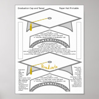 Poster 2 Bac de diplôme Livre blanc Casquettes Diplômé Or