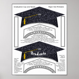 Poster 2 Bac de diplôme Papier noir Casquettes Graduate I
