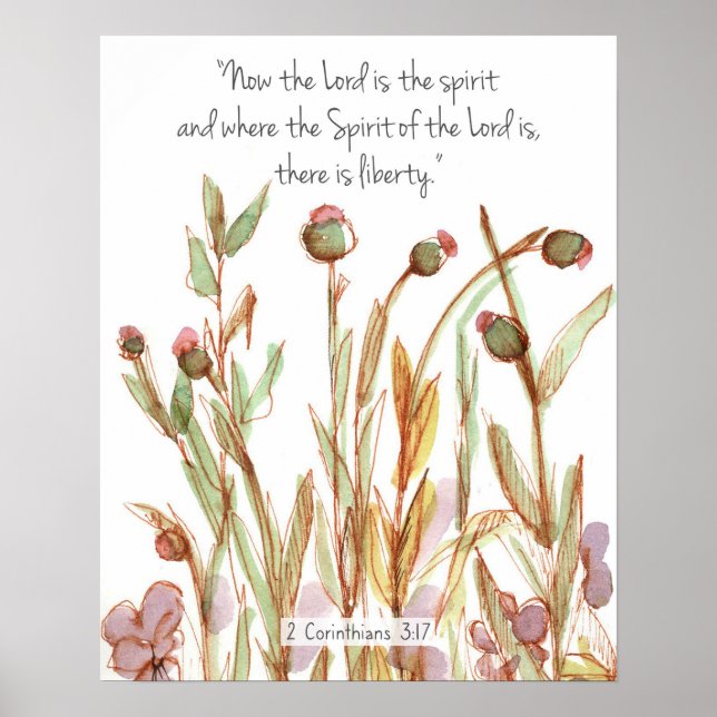 Poster 2 Corinthians 3:17 Bible Scripture Wildflowers (Devant)