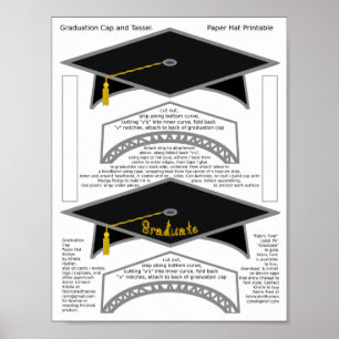 Poster 2 Diplôme de Bac à papier noir Casquettes Diplômé