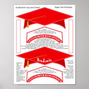 Poster 2 Diplôme d'études Cap rouge Casquettes en papier 