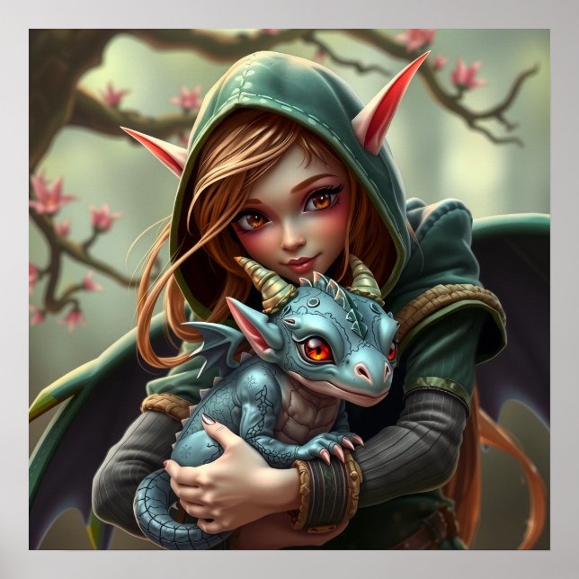 Poster #2 Elfe et bébé dragon (Devant)