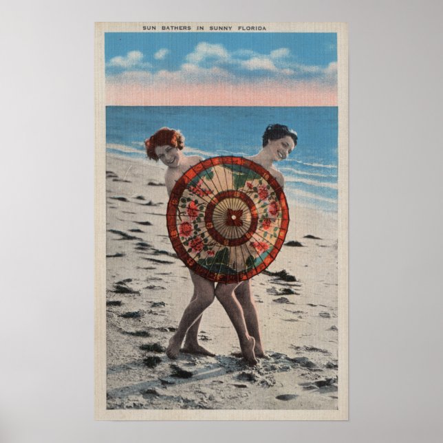 Poster 2 femmes bronzantes et parapluie asiatique, Florid (Devant)
