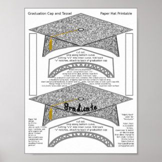 Poster 2 Graduation Cap Argent Papier Casquettes Graduate