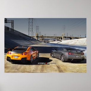 Poster 2 Nissan GT-R R35 à Los Angeles du centre