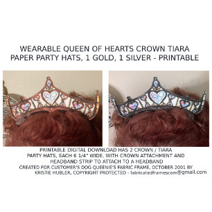 Poster 2 Queen of Hearts Crown Tiara Casquette du Parti P