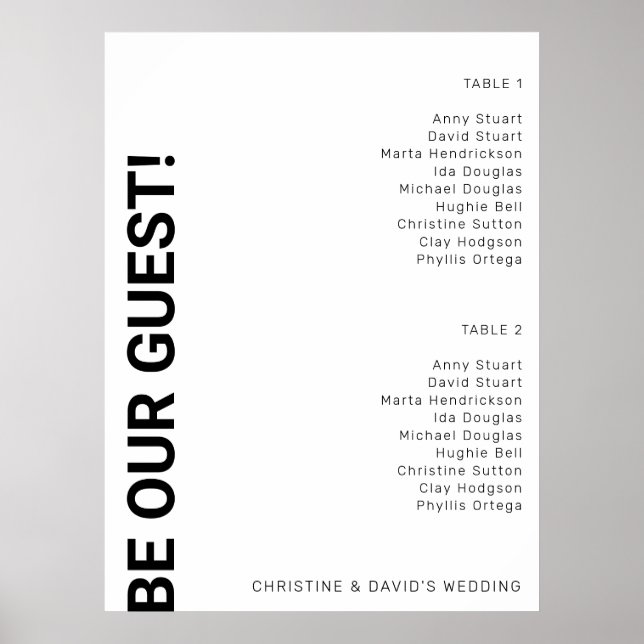 Poster 2 table Simple blanc Mariage (Devant)