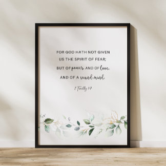 Poster 2 Timothée 1:7 Verse de la Bible du KJV
