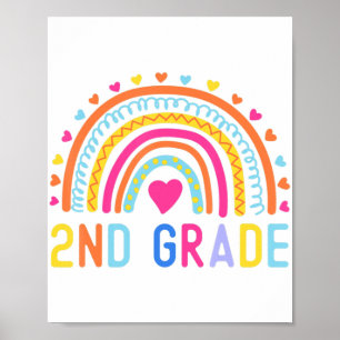 Poster 2e année Rainbow Girl Boys Enseignant Bonjour Deux