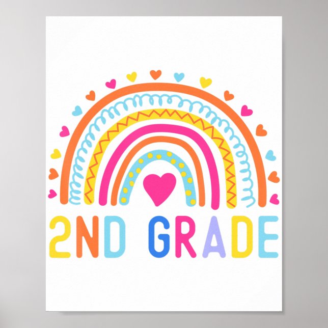 Poster 2e année Rainbow Girl Boys Enseignant Bonjour Deux (Devant)