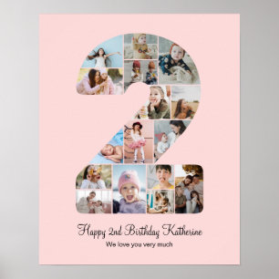 Poster 2e anniversaire Numéro 2 Photo Collage personnalis