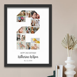 Poster 2e anniversaire Numéro 2 Photo Collage personnalis