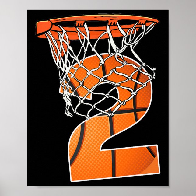 Poster 2e Anniversaire Sport 2 Ans Basketball 2 Garçons K (Devant)