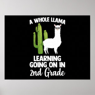 Poster 2e Grade Teacher Kids Back To School Llam