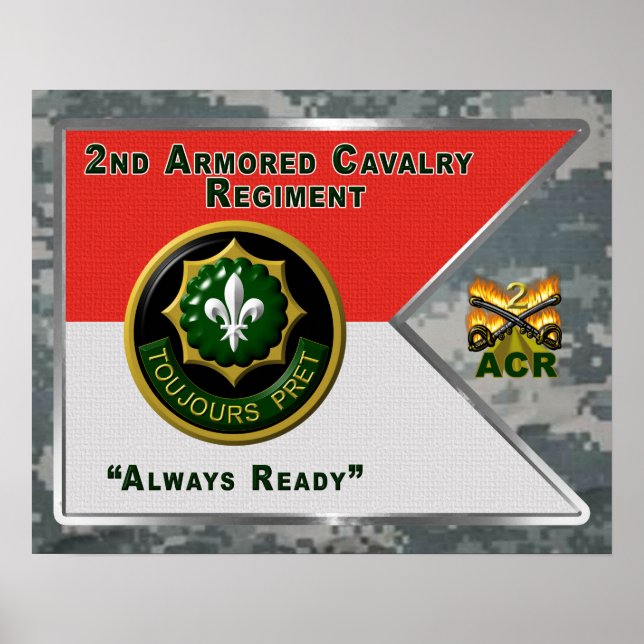 Poster 2e Régiment de cavalerie blindée "toujours prêt" (Devant)
