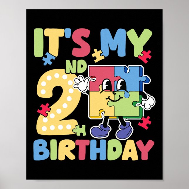Poster 2ème fête d'anniversaire d'autisme Autistique 2 an (Devant)