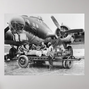 Poster 2ÈME GUERRE MONDIALE Avion et équipage : années 19
