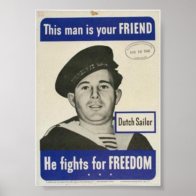 Poster 2ÈME GUERRE MONDIALE Dutch Sailor a l'air DRUNK ! (Devant)