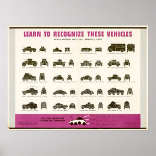 Poster 2ÈME GUERRE MONDIALE identifient les voitures blin