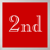 2ème. Texte personnalisé. Rouge et blanc.