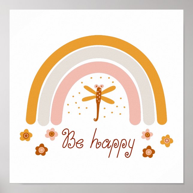 Poster 30,5 x 30,5 cm - Regenbogen Glücklich sein (Vorne)