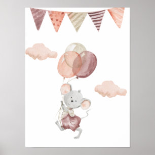 Poster 30,5x40,6cm - Kleine Maus mit Ballon