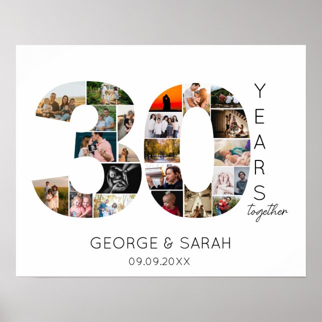 Poster 30 ans de mariage photo Collage Anniversaire Maria (Devant)