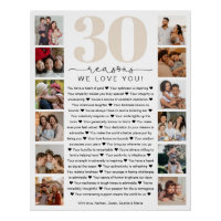 30 Raisons Nous Vous Aimons Anniversaire Keepsaké 