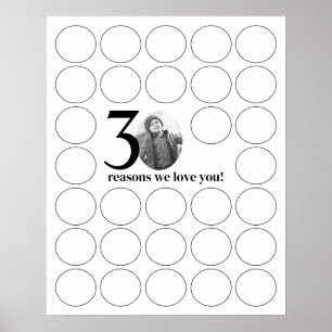 Poster 30 Raisons Nous Vous Aimons Anniversaire Souvenirs