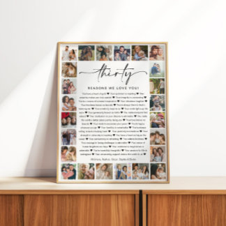 Poster 30 Raisons Nous Vous Aimons Photo Collage Keepsaké