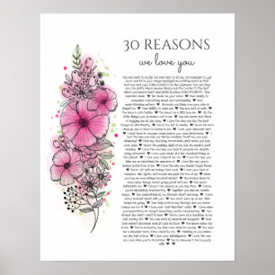 Poster 30 raisons pour lesquelles nous vous aimons le tat