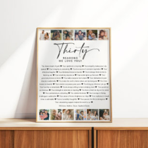 Poster 30 Raisons que nous vous aimons Anniversaire Photo