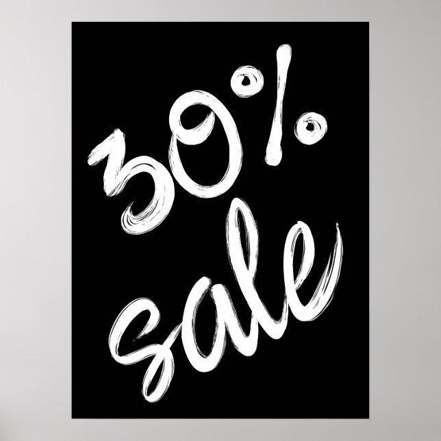 Poster 30% Signe de vente, 18x24 Vente noir et blanc (Devant)
