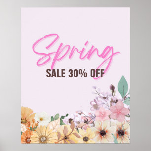 Poster 30% Signe de vente, Promotion de vente de printemp