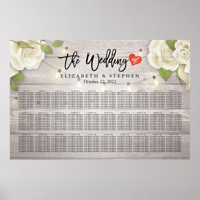 Poster 30+ Tables Bois Chaîne Florale Lights Seating Char (Devant)