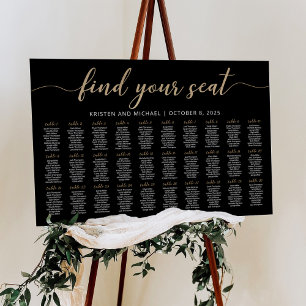 Poster 30 Tables Trouvez Votre Place Plan de Table Noir