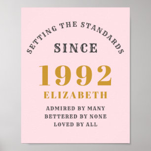 Poster 30e anniversaire 1992 Elégant Gold Rose Grey