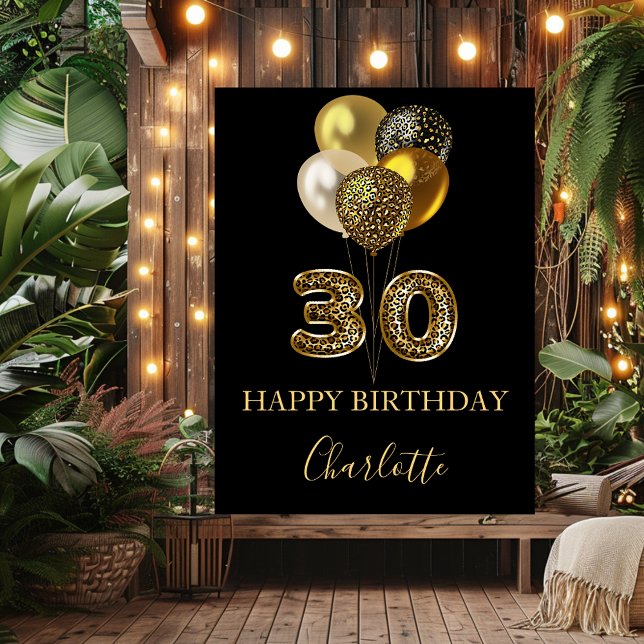 Poster 30e anniversaire empreinte de léopard d'or noir (Créateur téléchargé)