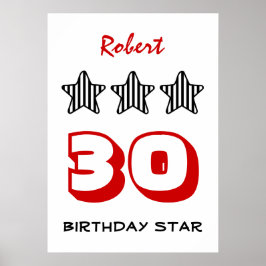 Poster 30e anniversaire ou tout autre âge Étoiles rayées