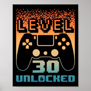 Poster 30e Anniversaire Pour Homme Niveau 30 Jeu Déverrou