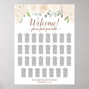 Poster 31 Table Roses Pêche Pâle Mariage Plan de Table