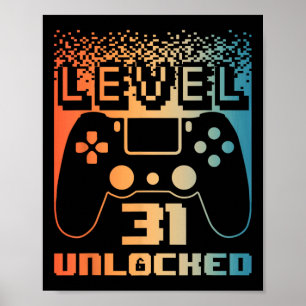 Poster 31e Anniversaire Pour Homme Niveau 31 Jeu Déverrou