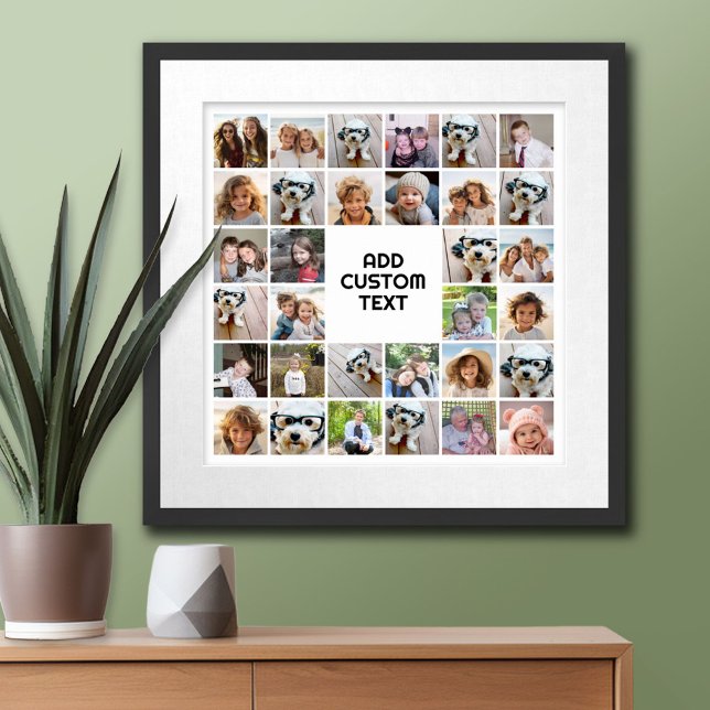 Poster 32 Photo Collage Carré moderne noir et blanc (Custom Poster)