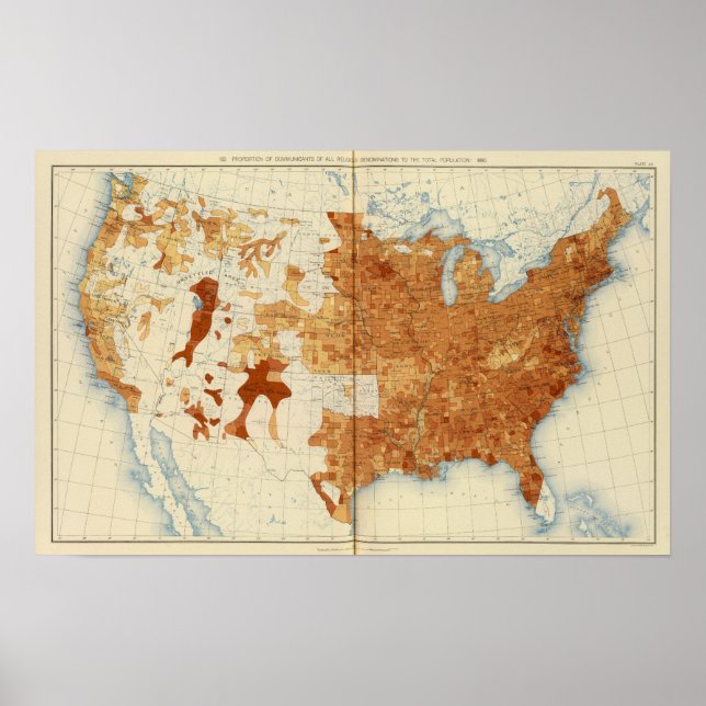 Poster 34 Proportion de confessions religieuses 1890 (Devant)