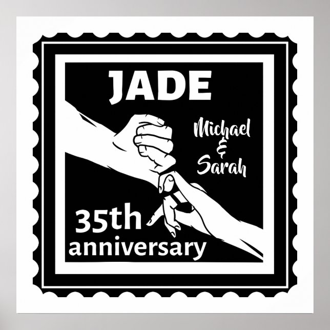 Poster 35e anniversaire du mariage tenant la main (Devant)